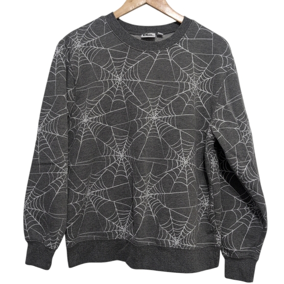 Doe Gray Crewneck Sweatshirt with Spider Web Design women's size Medium - Picture 2 of 11